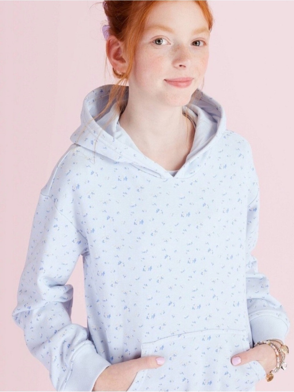 LoveShackFancy Target Light Blue Floral Kids Hoodie Sweatshirt